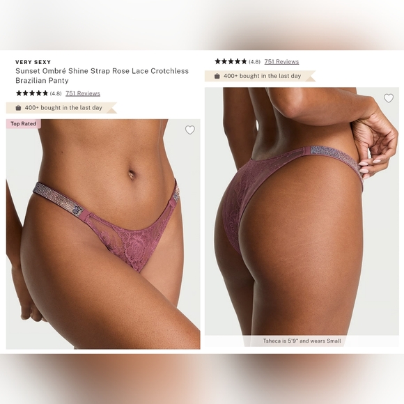 Victoria's Secret Very Sexy Sunset Ombré Shine Strap Crotchless Brazilian Panty - Picture 1 of 9